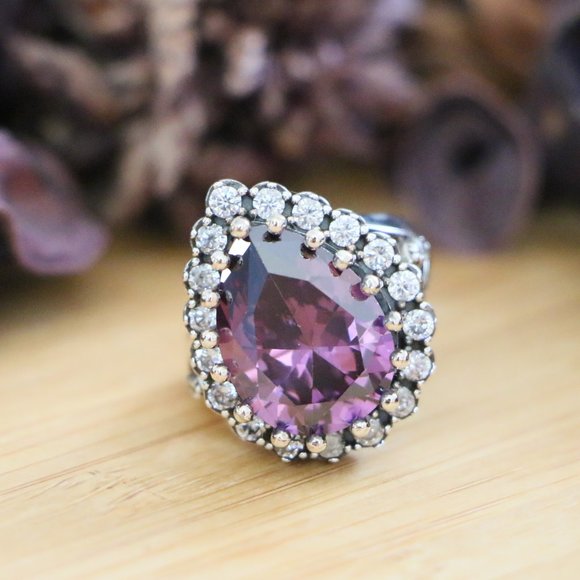 925 Sterling Silver, Purple Cubic Zirconia Stones - Picture 6 of 10